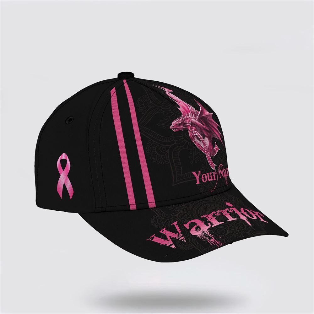 Customized Breast Cancer Awareness Worrior Dragon Art Baseball Cap Trucker Hats Custom Hats Gifts For Men & Women