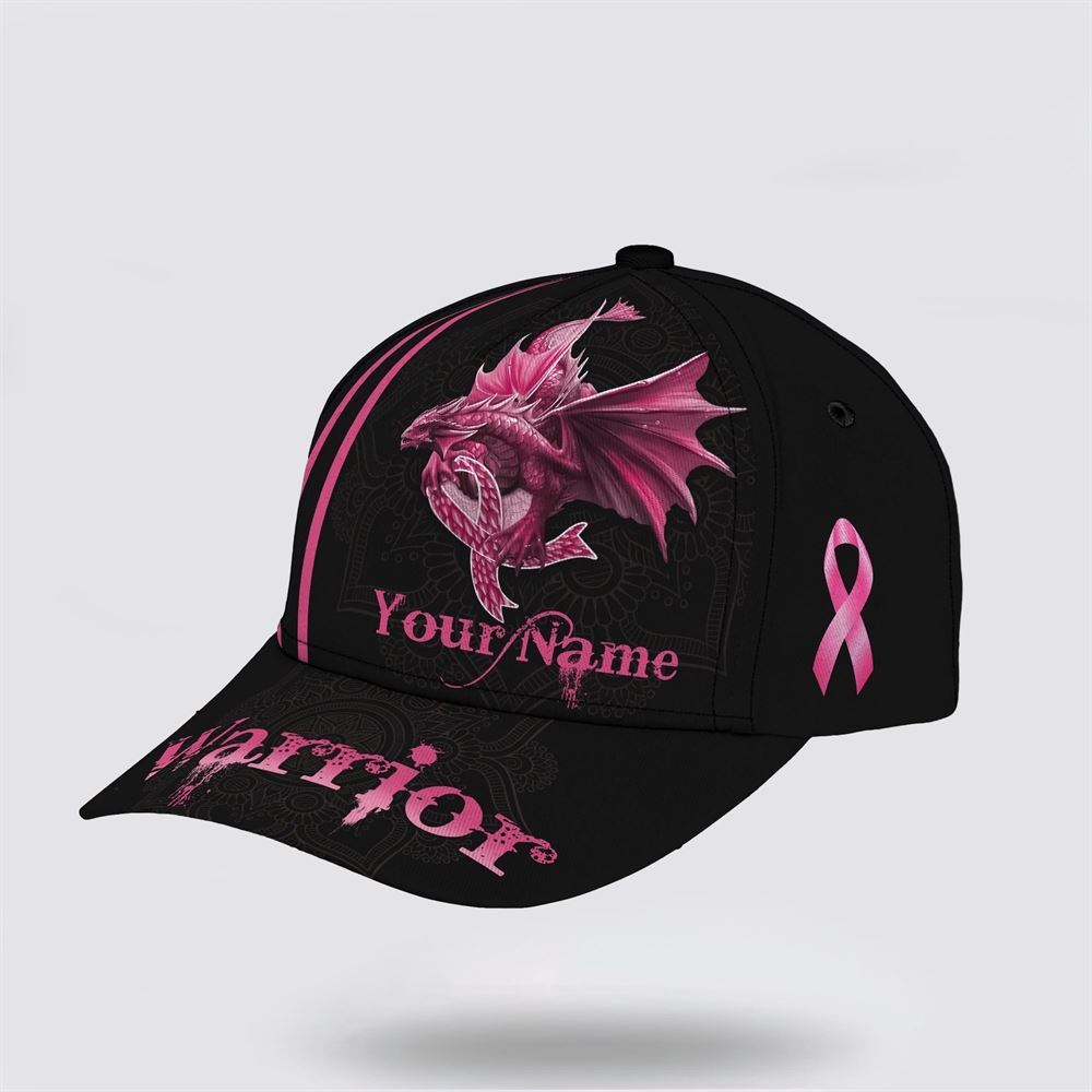 Customized Breast Cancer Awareness Worrior Dragon Art Baseball Cap Trucker Hats Custom Hats Gifts For Men & Women