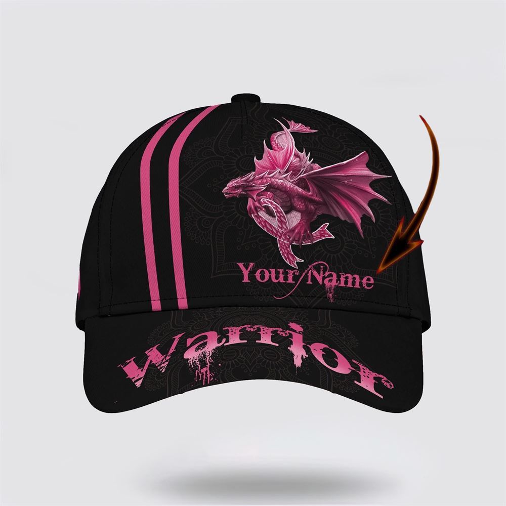 Customized Breast Cancer Awareness Worrior Dragon Art Baseball Cap Trucker Hats Custom Hats Gifts For Men & Women
