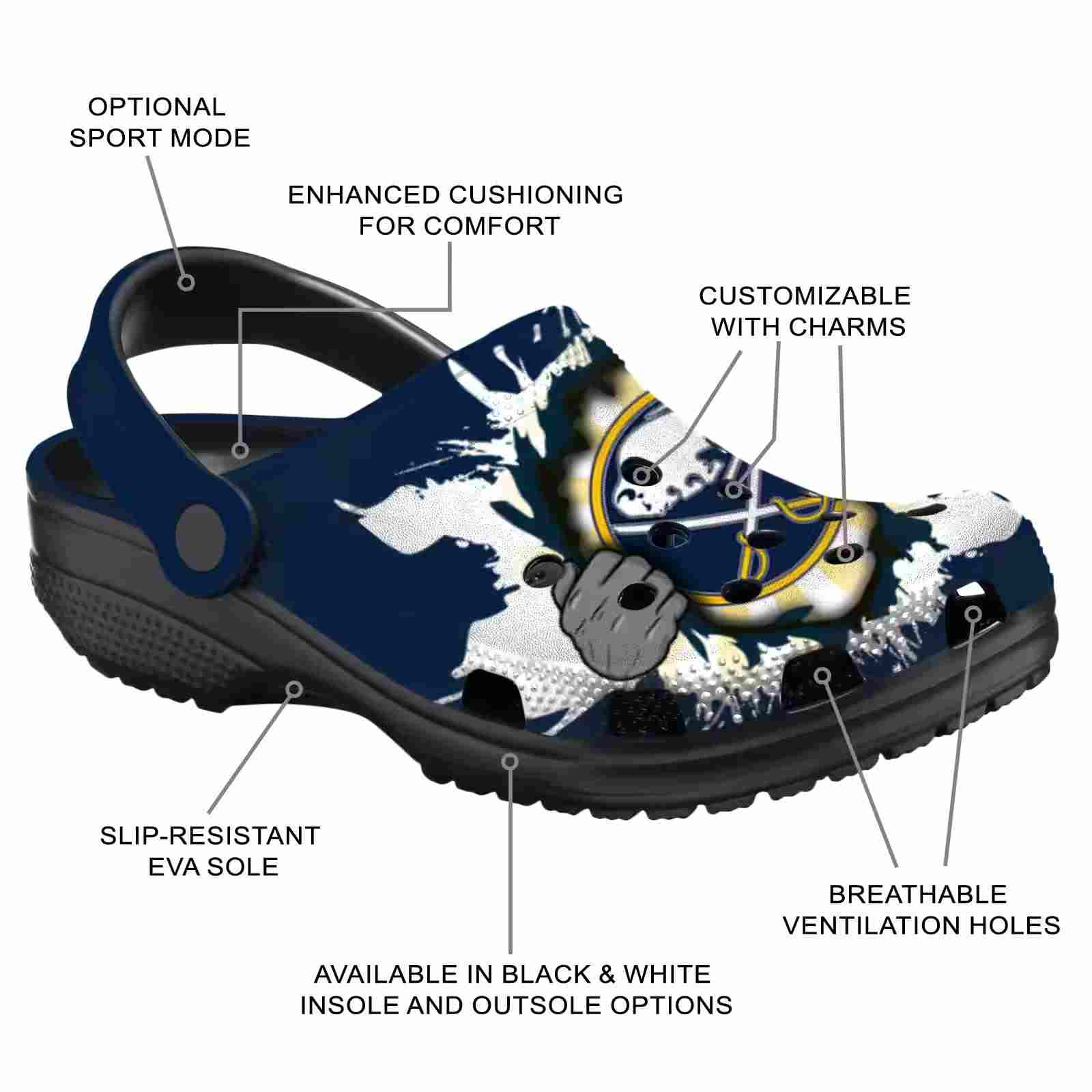 Customized Buffalo Sabres Gripping Hand ClogTVC1801859 - Image 5