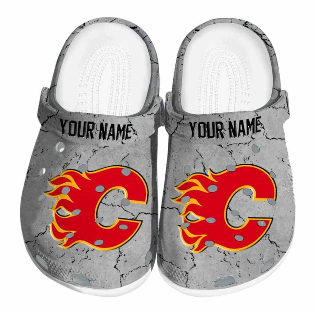 Customized Calgary Flames Cracked Texture ClogTVC1801862