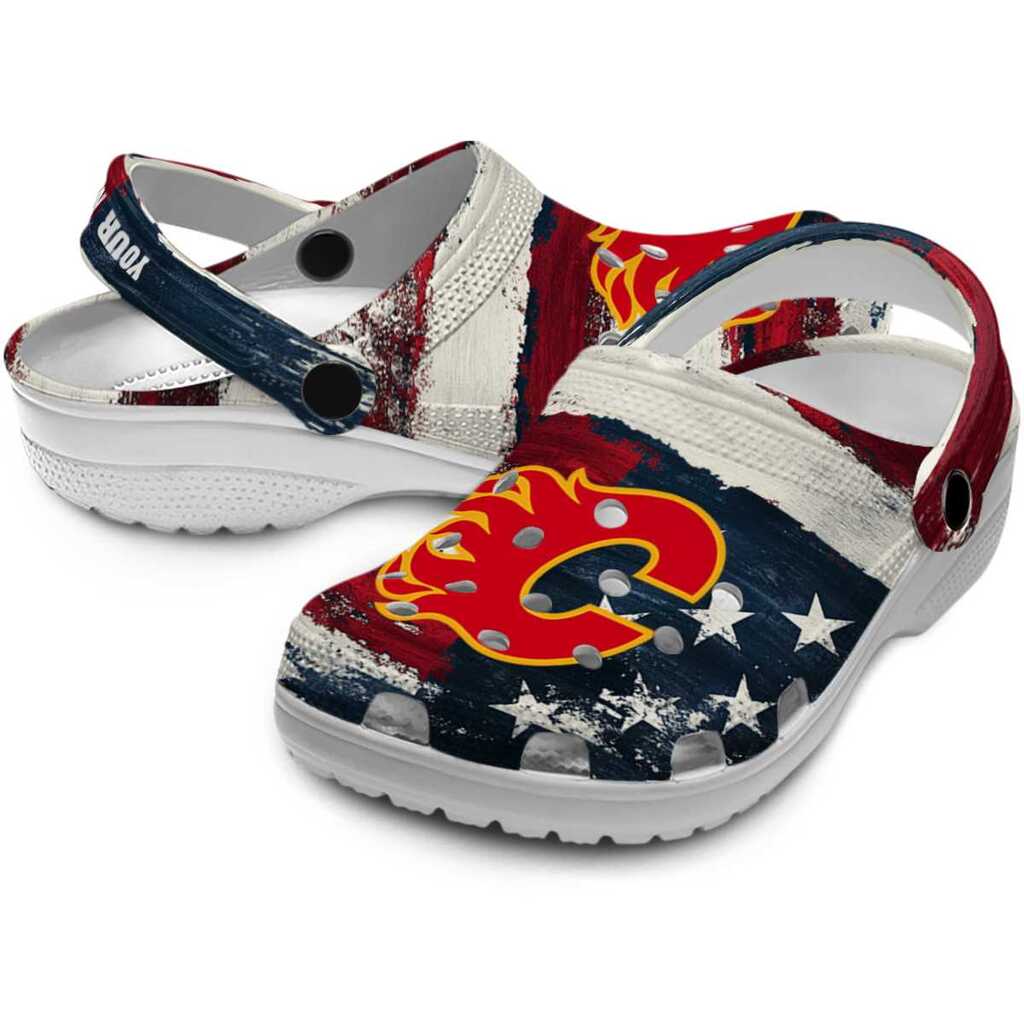 Customized Calgary Flames Patriotic Stripes ClogTVC1801862 - Image 3