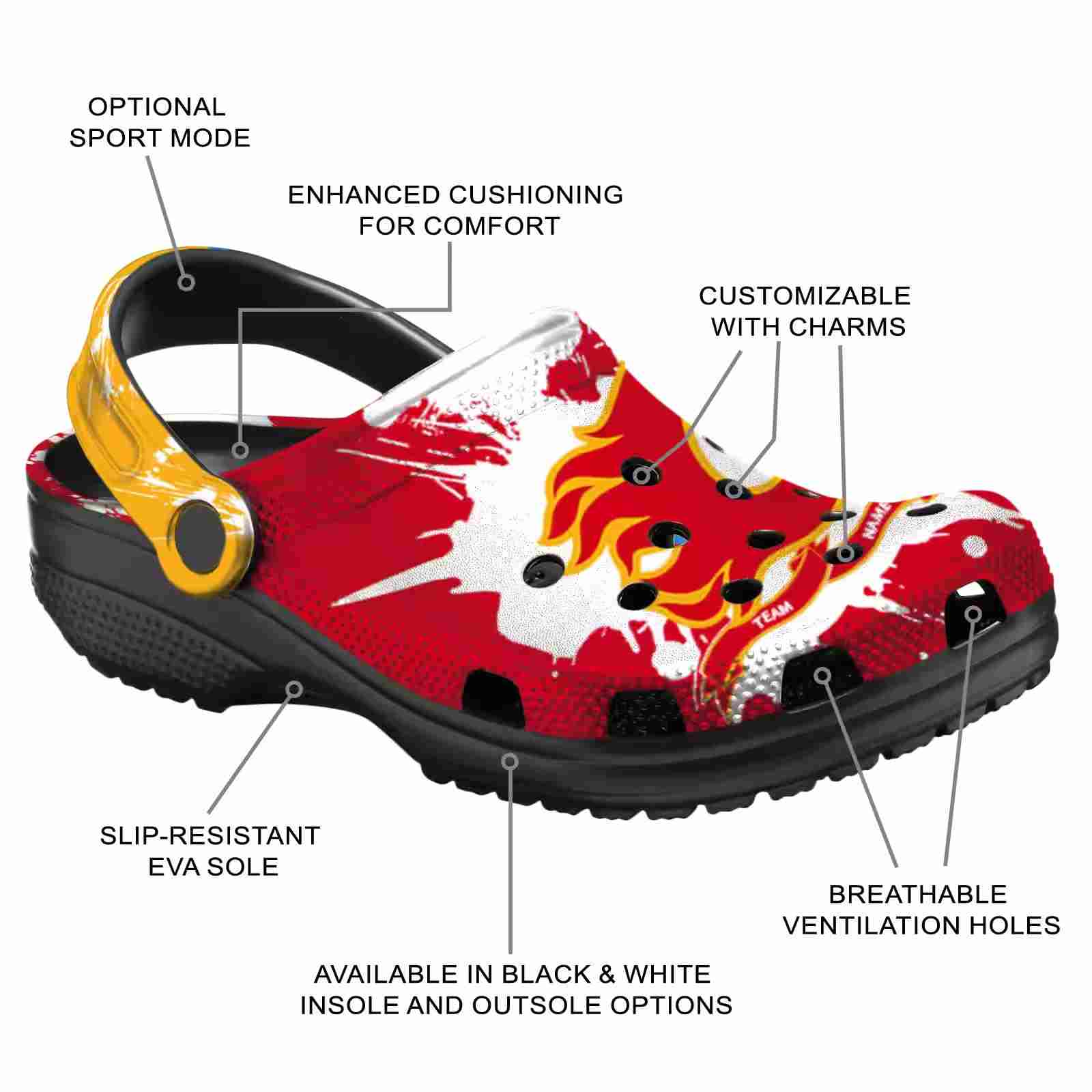 Customized Calgary Flames Splatter Pattern ClogTVC1801859 - Image 5