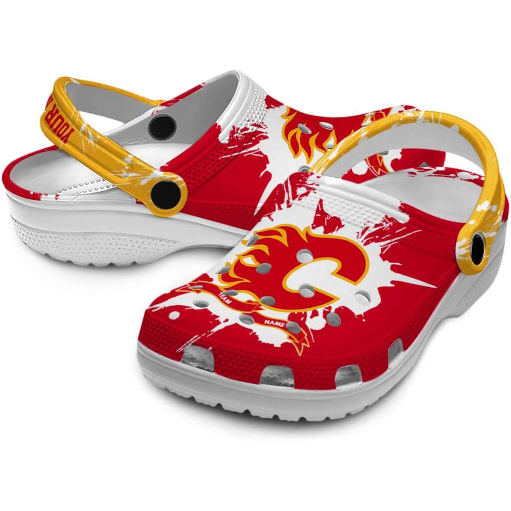 Customized Calgary Flames Splatter Pattern ClogTVC1801859 - Image 3