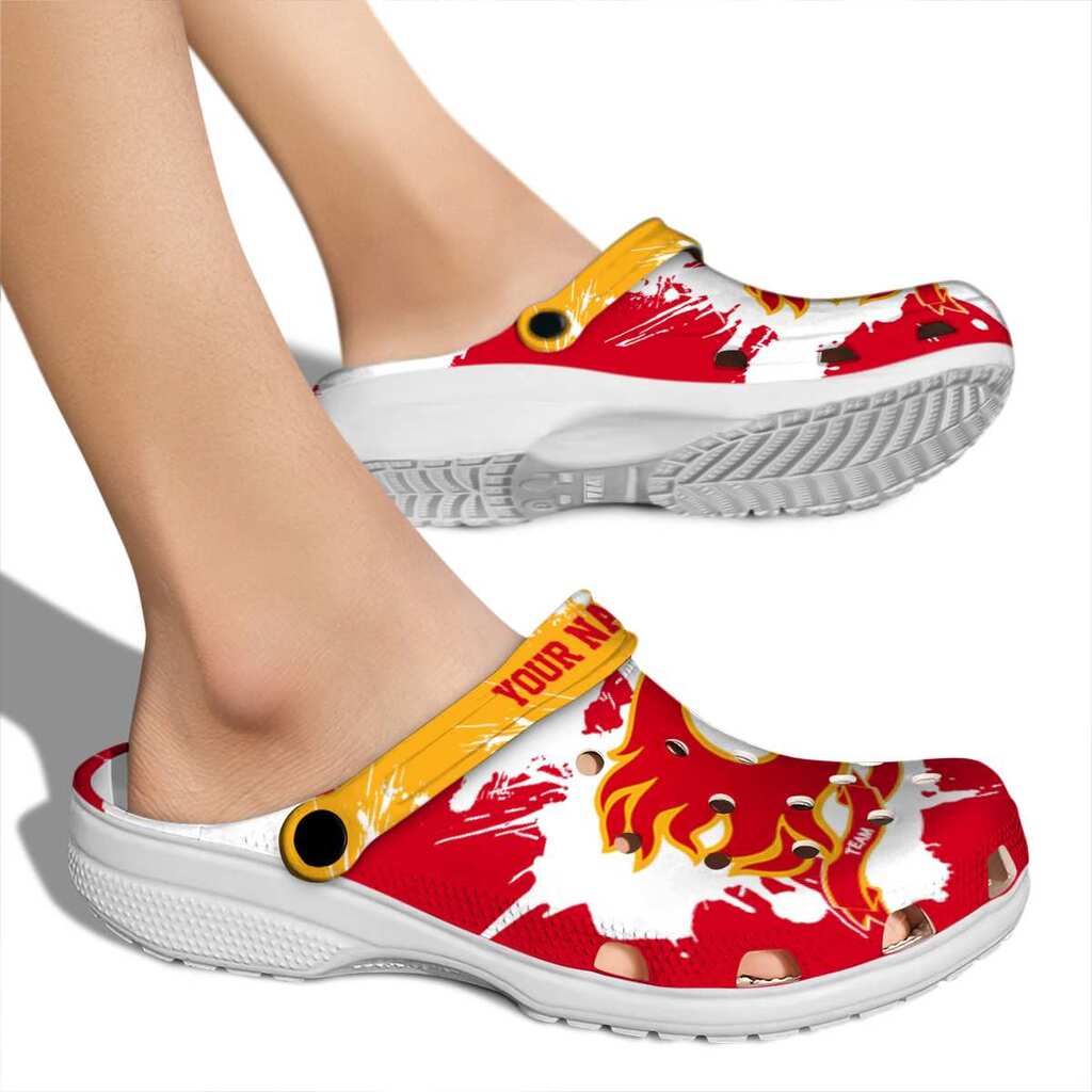 Customized Calgary Flames Splatter Pattern ClogTVC1801859 - Image 2