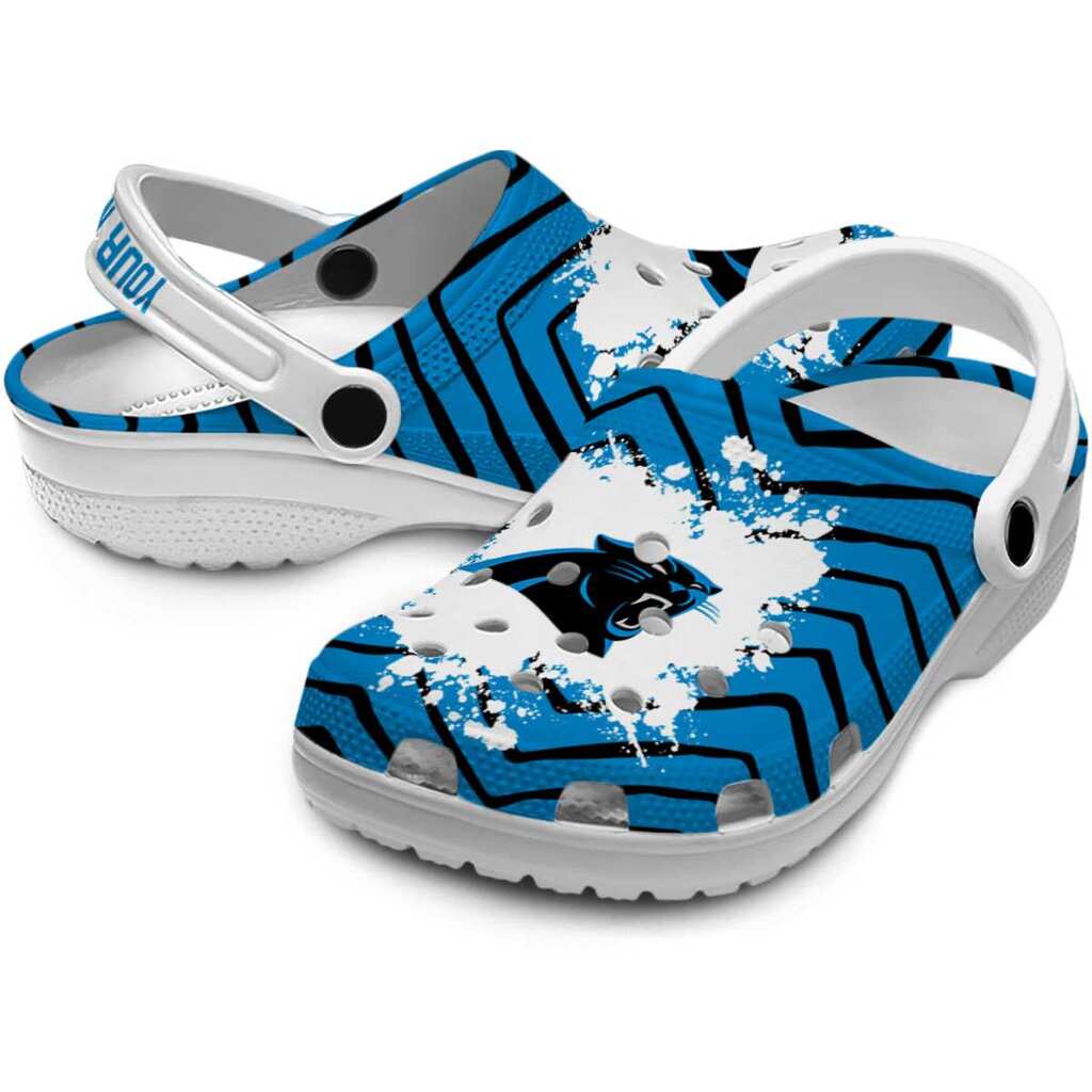 Customized Carolina Panthers Zigzag Paint Burst ClogTVC180103 - Image 3