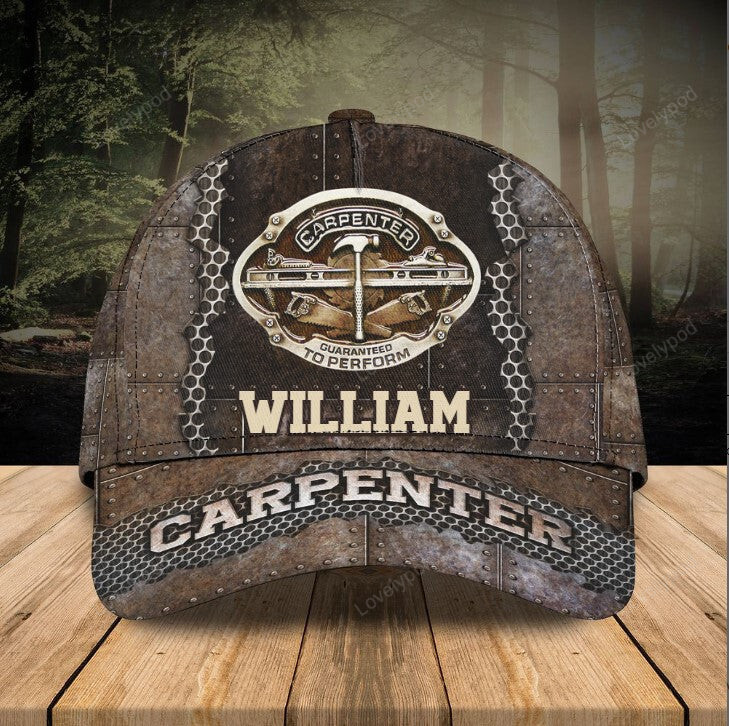 Customized Carpenter Hat for Dad's Birth's Day Gift, Carpenter 3D Cap All Over Printed Trucker Hats Custom Hats Gifts For Men & Women