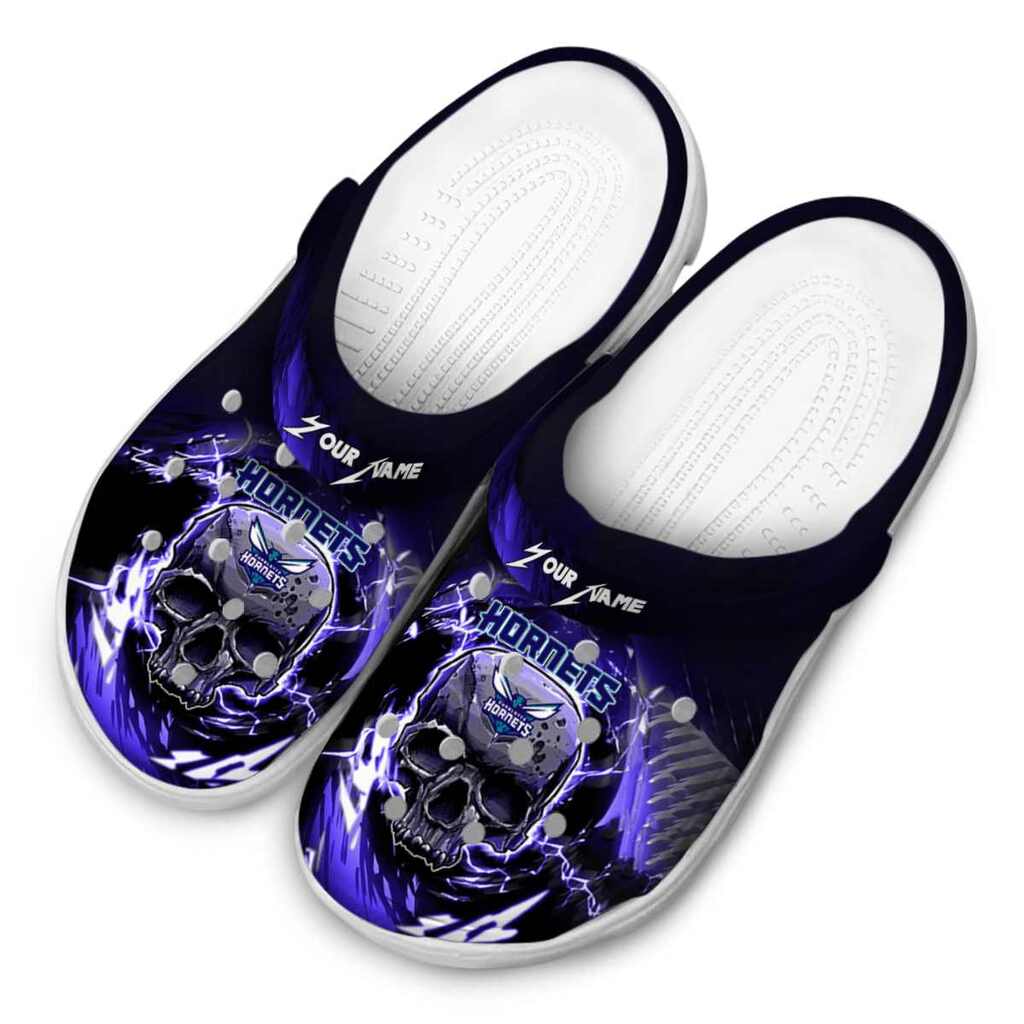 Customized Charlotte Hornets Gothic Skull ClogTVC1801682 - Image 4