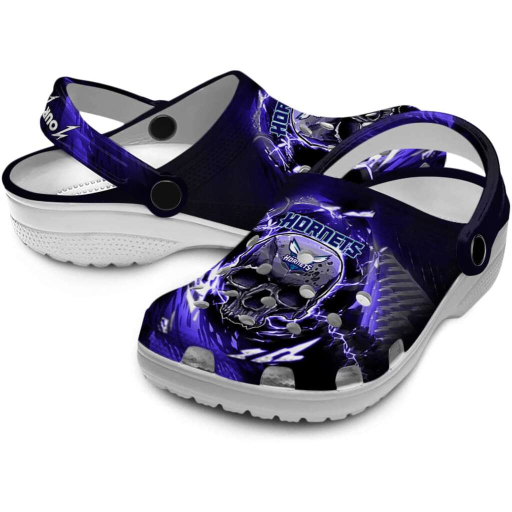 Customized Charlotte Hornets Gothic Skull ClogTVC1801682 - Image 3