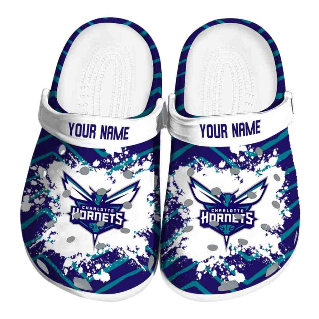 Customized Charlotte Hornets Zigzag Paint Burst ClogTVC1801682