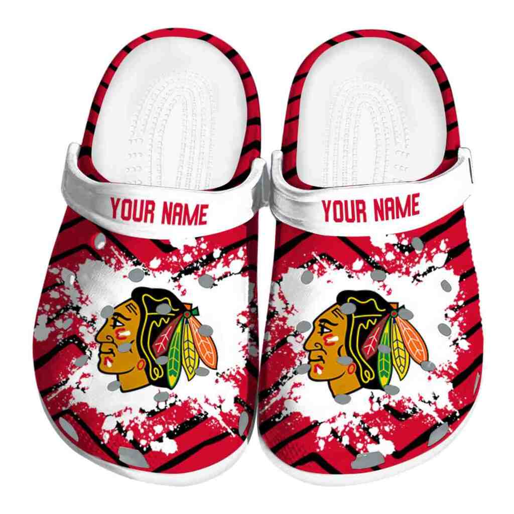 Customized Chicago Blackhawks Zigzag Paint Burst ClogTVC1801871