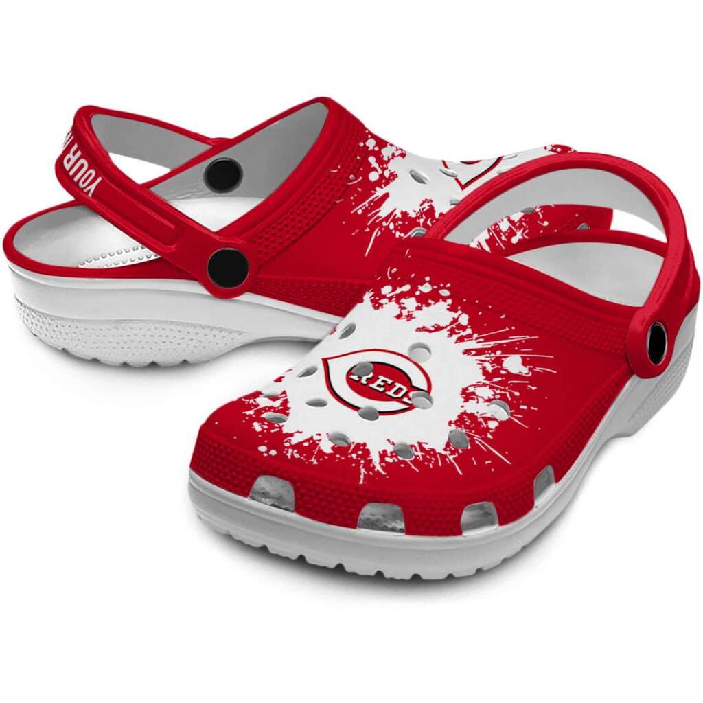Customized Cincinnati Reds Splatter Background ClogTVC1801184 - Image 3