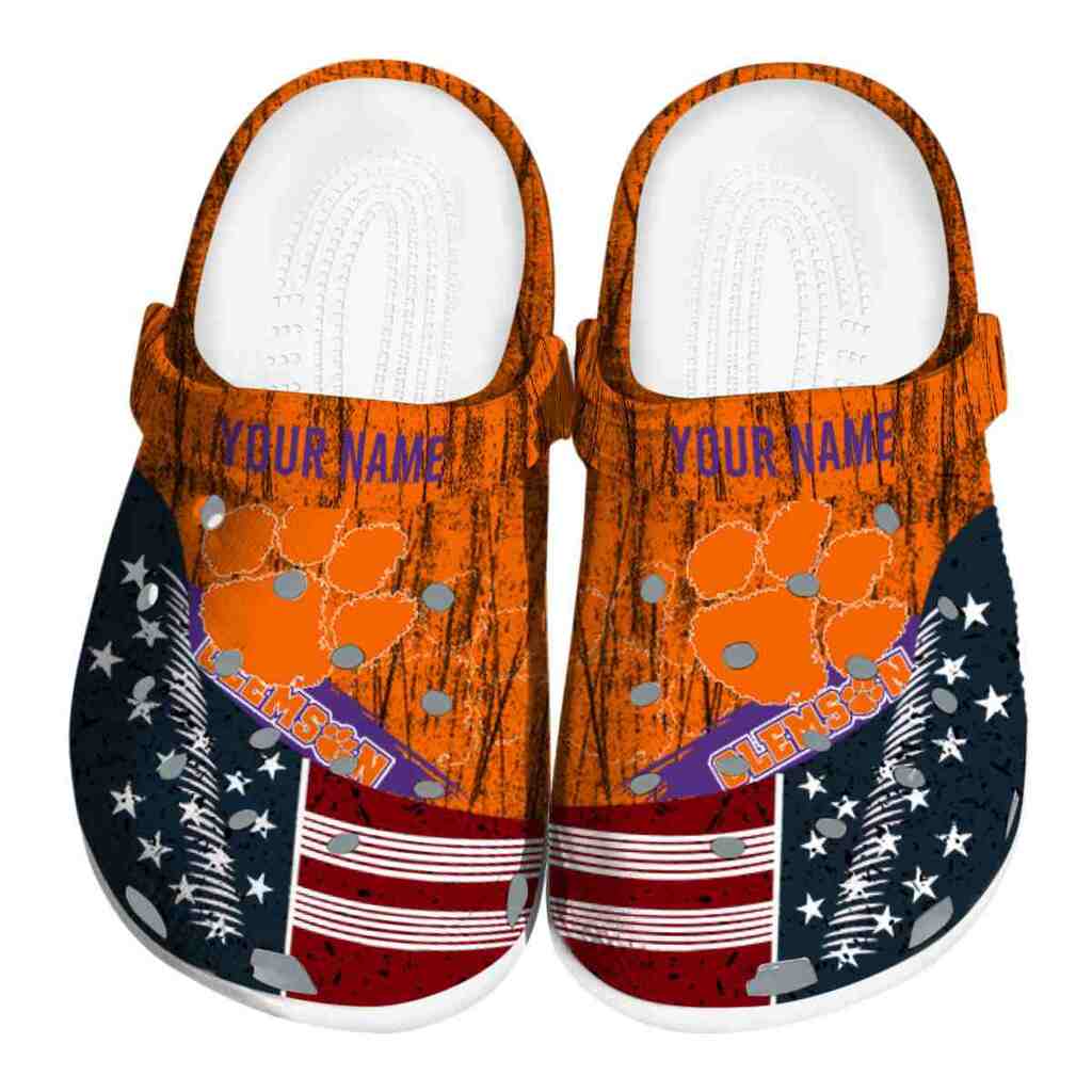 Customized Clemson Tigers Star-Spangled Side Pattern ClogTVC180102