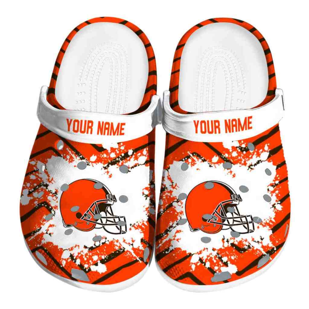 Customized Cleveland Browns Zigzag Paint Burst ClogTVC1801986