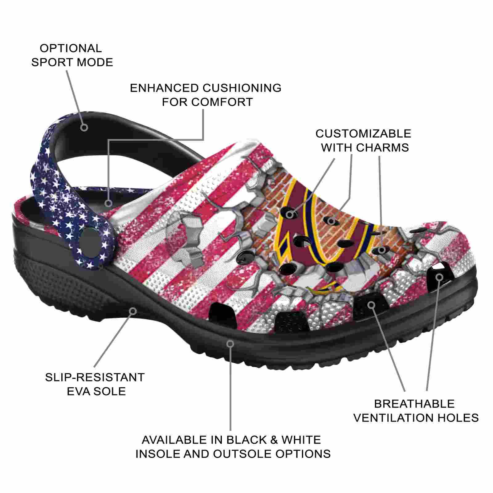 Customized Cleveland Cavaliers Freedom Splinter ClogTVC1801915 - Image 5