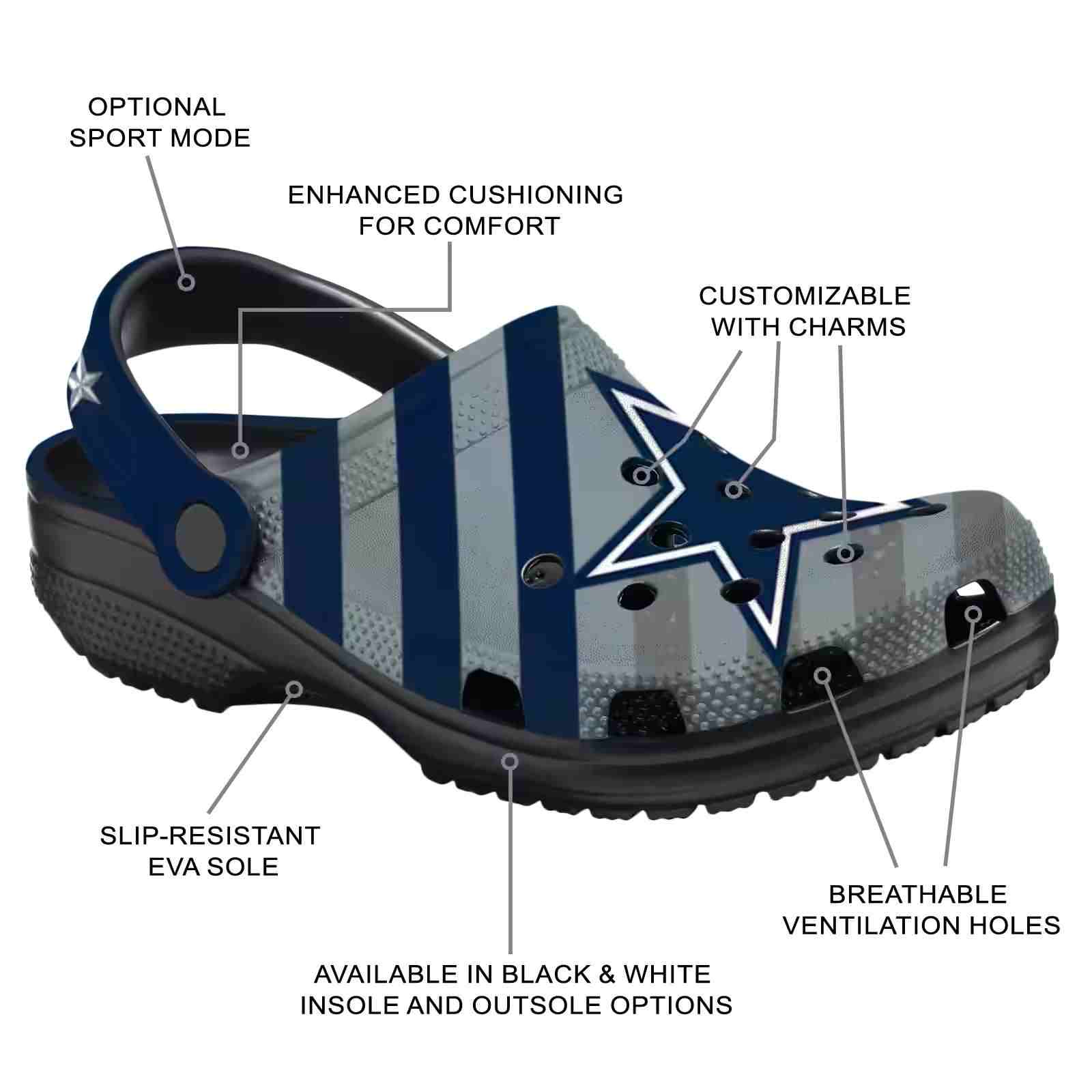 Customized Dallas Cowboys Star-Spangled Graphic ClogTVC1801152 - Image 5