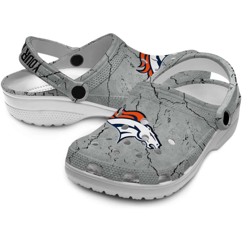 Customized Denver Broncos Cracked Texture ClogTVC180104 - Image 3