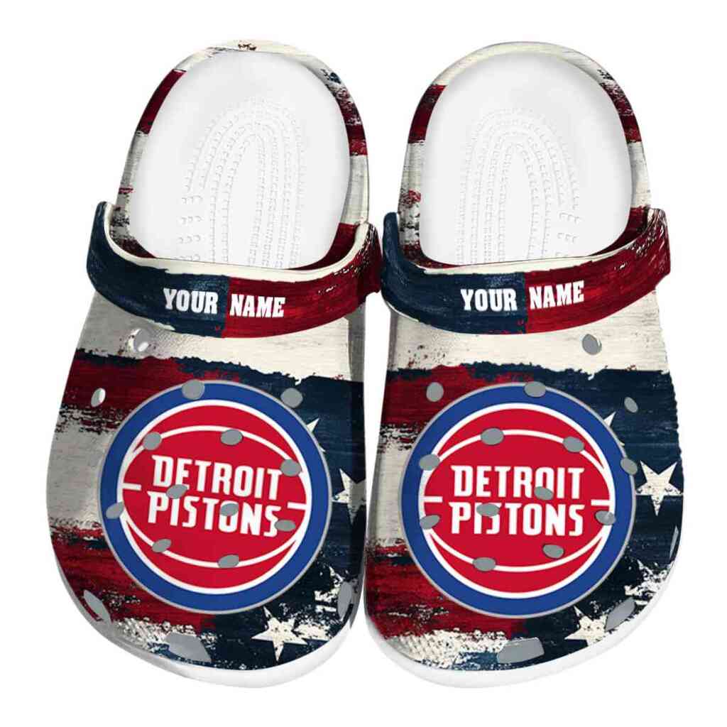 Customized Detroit Pistons Patriotic Stripes ClogTVC1801683