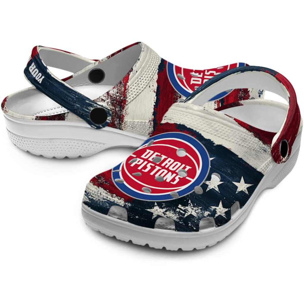 Customized Detroit Pistons Patriotic Stripes ClogTVC1801683 - Image 3