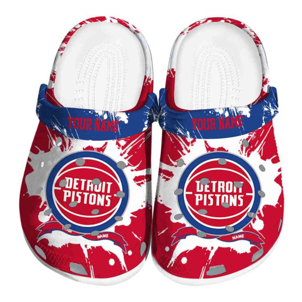 Customized Detroit Pistons Splatter Pattern ClogTVC1801688