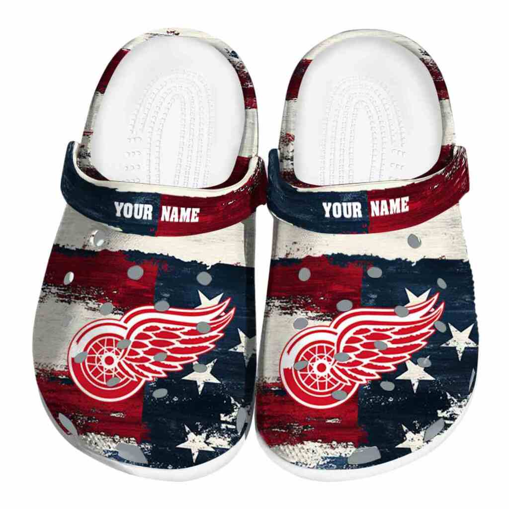 Customized Detroit Red Wings Patriotic Stripes ClogTVC1801887