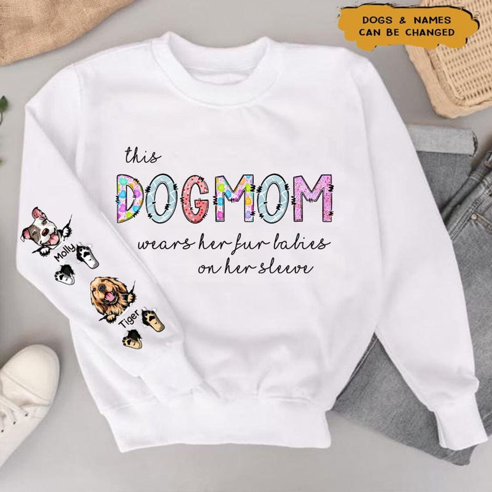 Customized Dog Mom Fur Mama Wears Her Fur Babies On Her Sleeve Sweater 3d