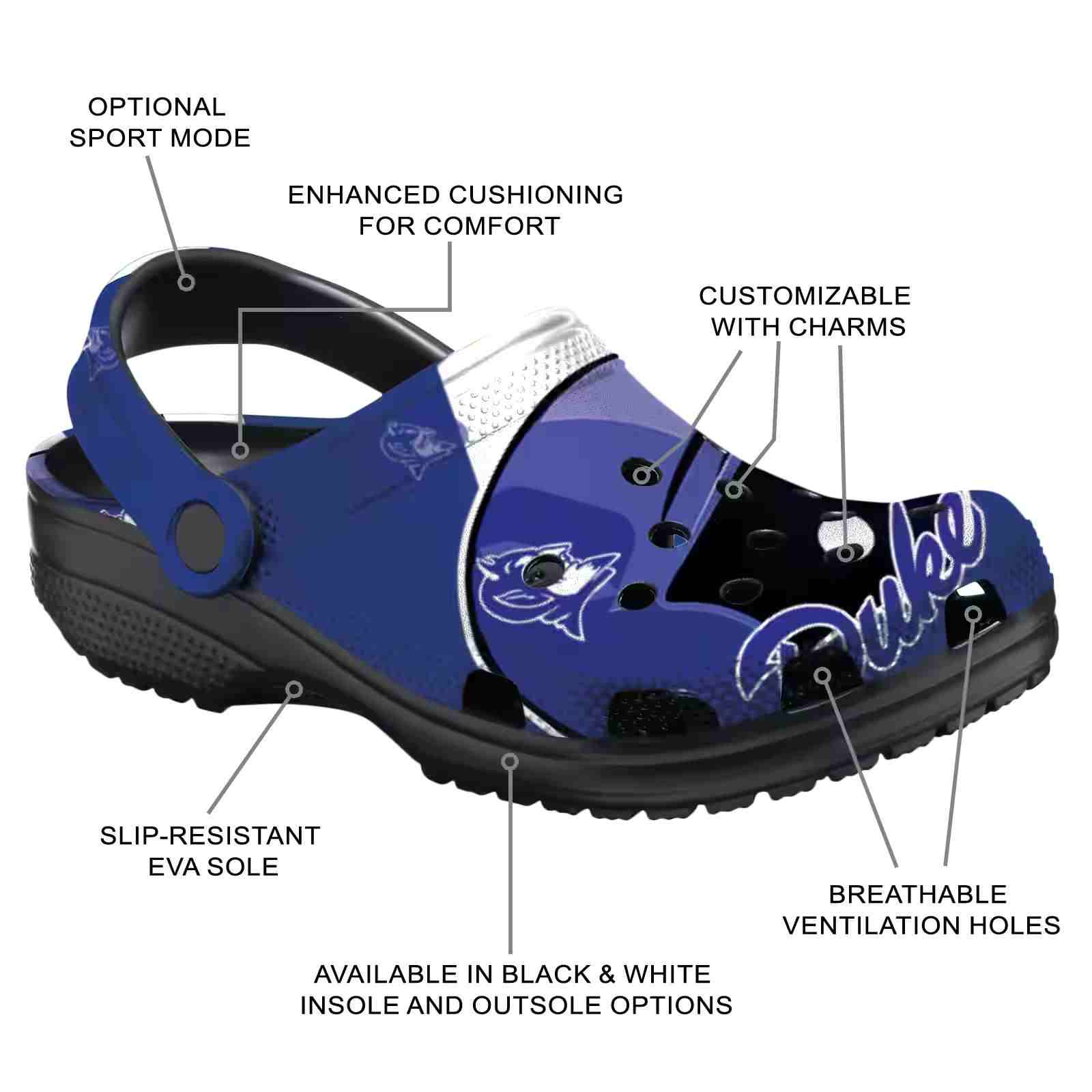 Customized Duke Blue Devils Baseball Helmet ClogTVC1801987 - Image 5