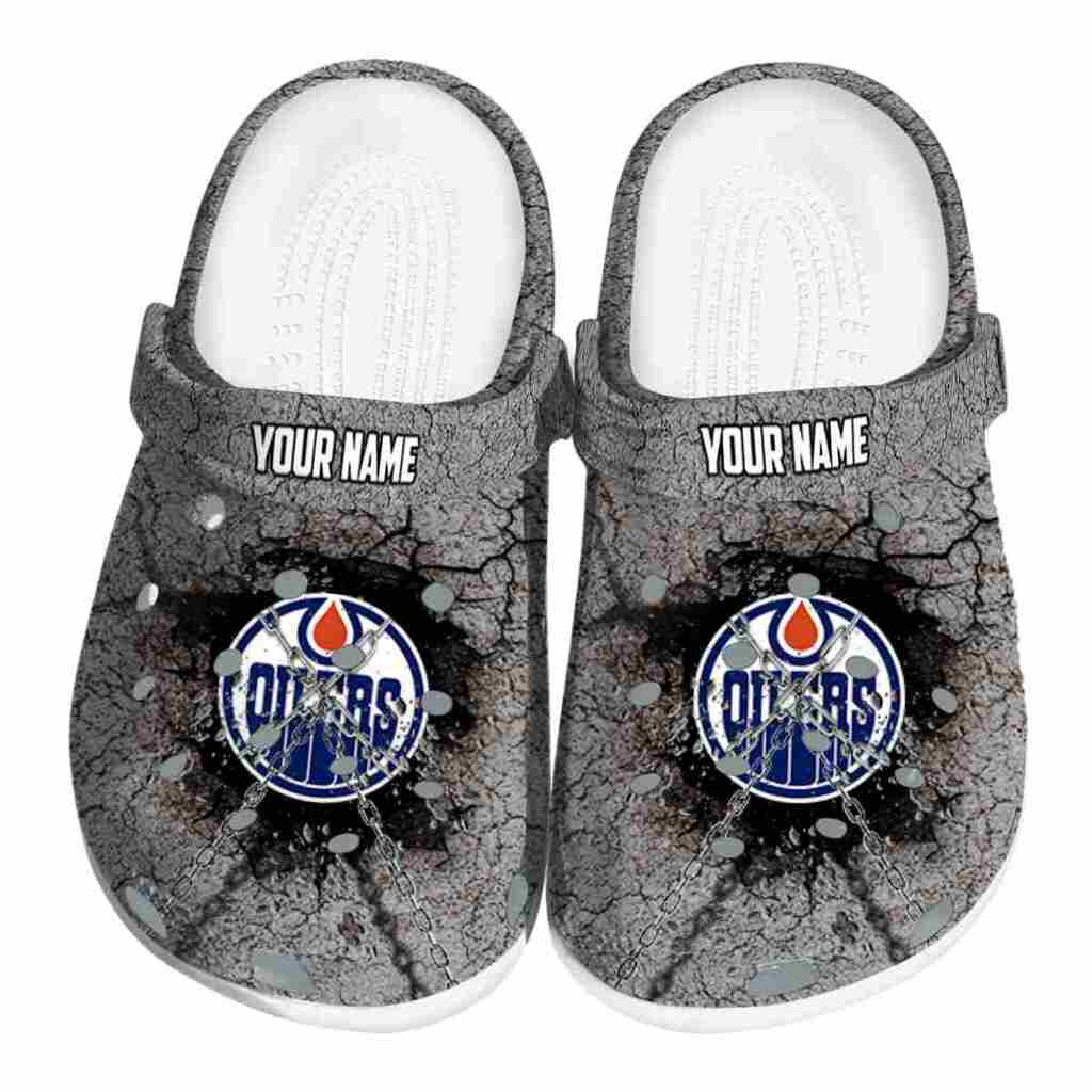 Customized Edmonton Oilers Cracked Ground Texture ClogTVC1801888