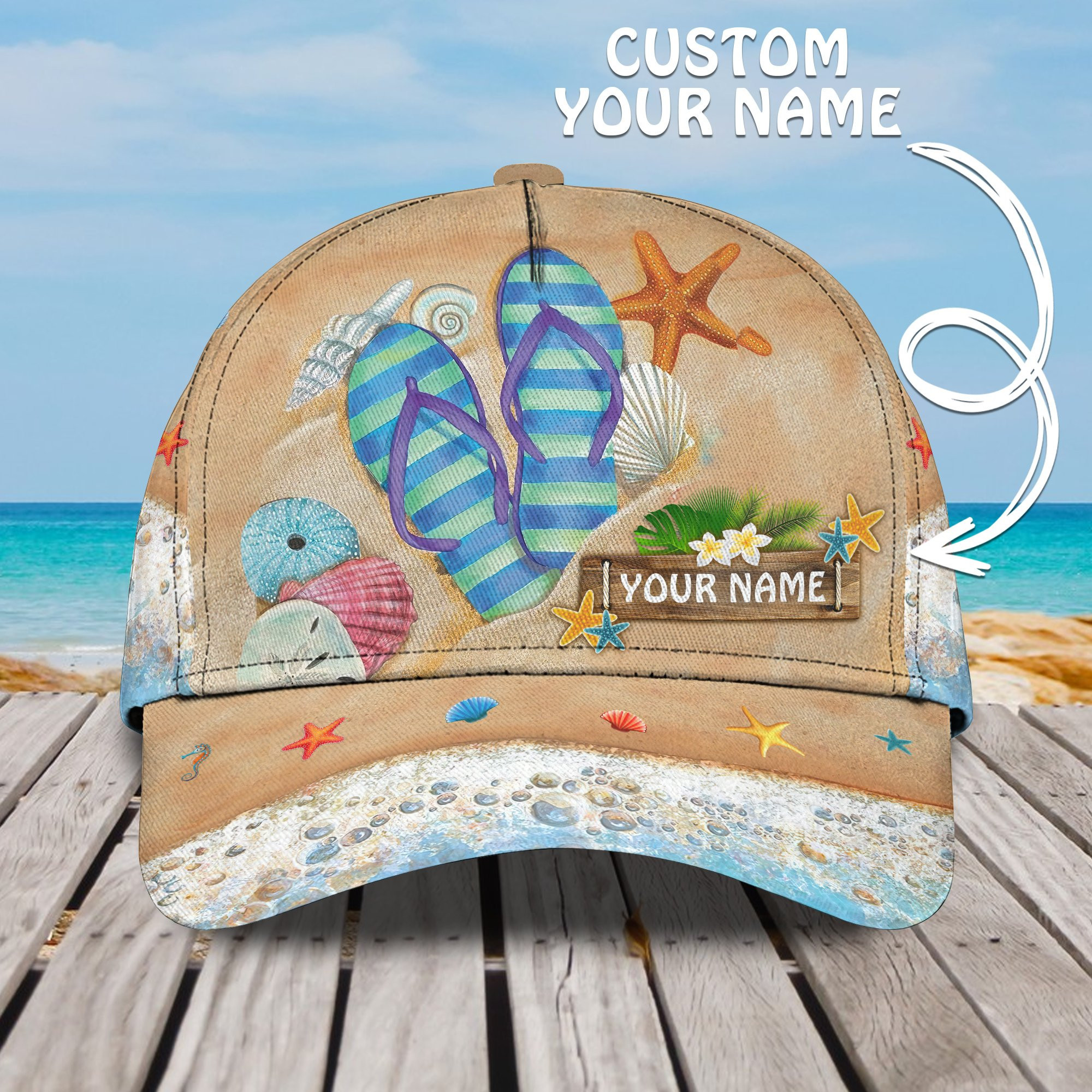 Customized Flip Flop Hat Beach Baseball Cap Cute Birthday Gifts For Best Friend Trucker Hats Custom Hats Gifts For Men & Women