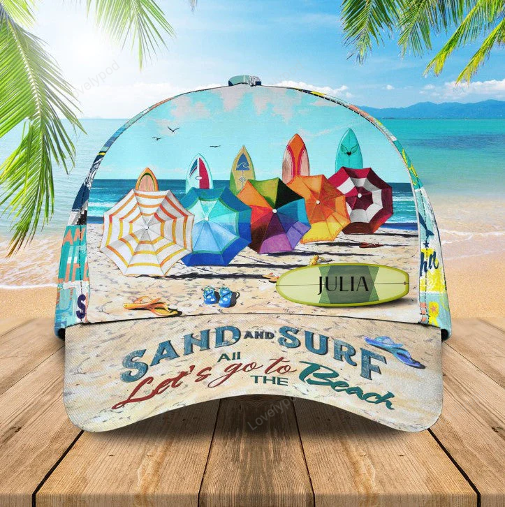Customized Flip Flop Seashell Beach 3D Baseball Cap for Summer Holiday, Flip Flop Hat for Her Trucker Hats Custom Hats Gifts For Men & Women