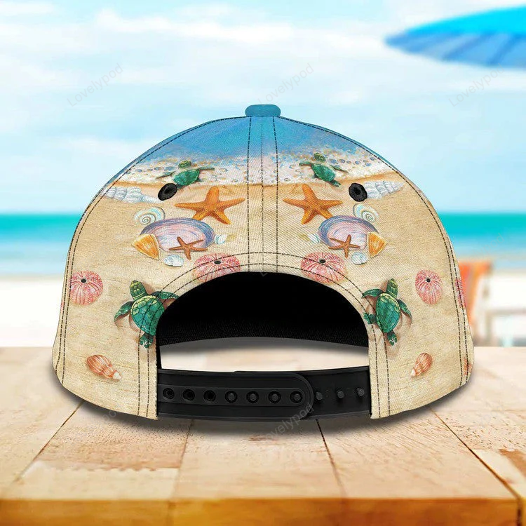 Customized Flip Flop Seashell Beach 3D Baseball Cap for Summer Holiday, Flip Flop Hat for Her Trucker Hats Custom Hats Gifts For Men & Women