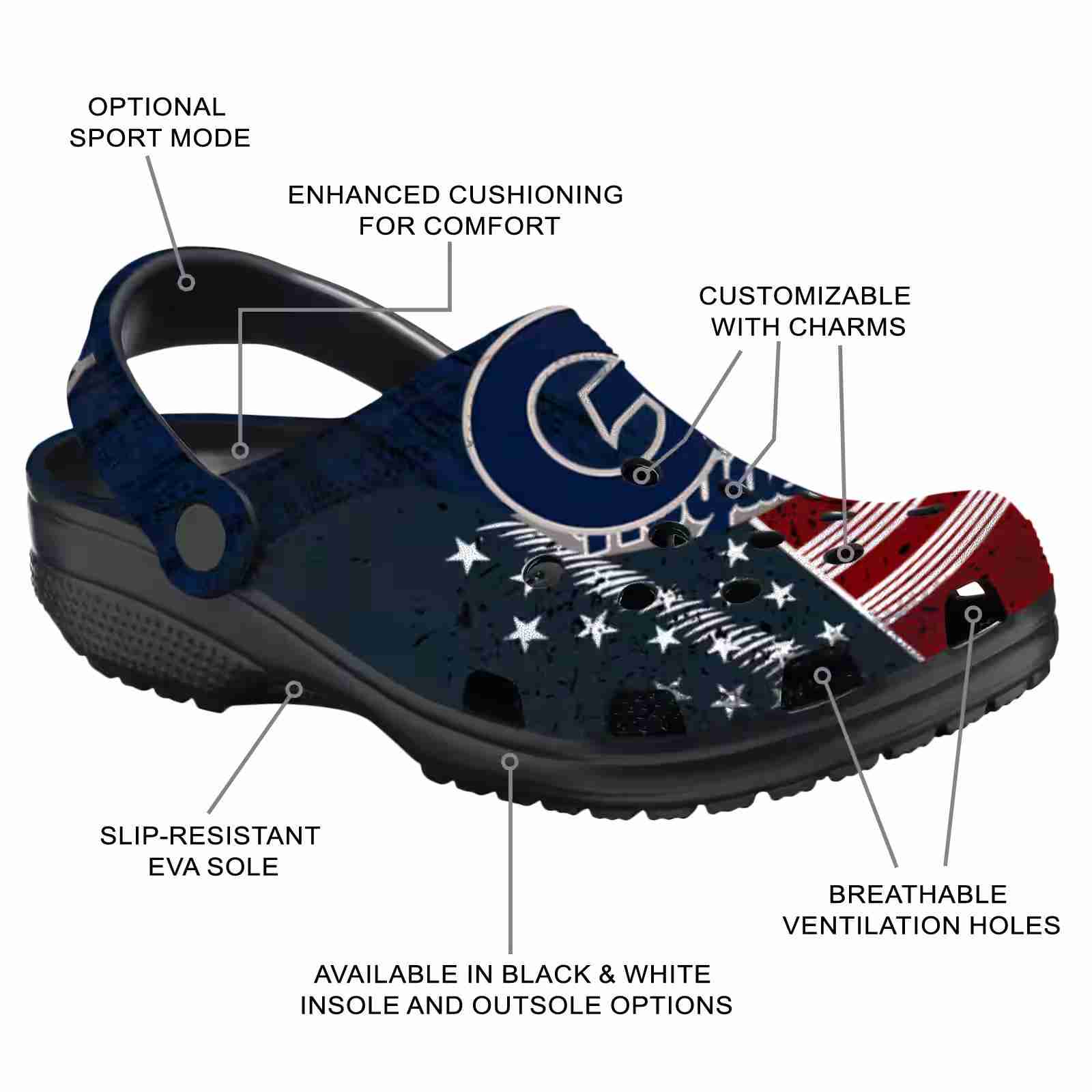 Customized Georgetown Hoyas Star-Spangled Side Pattern ClogTVC1801723 - Image 5
