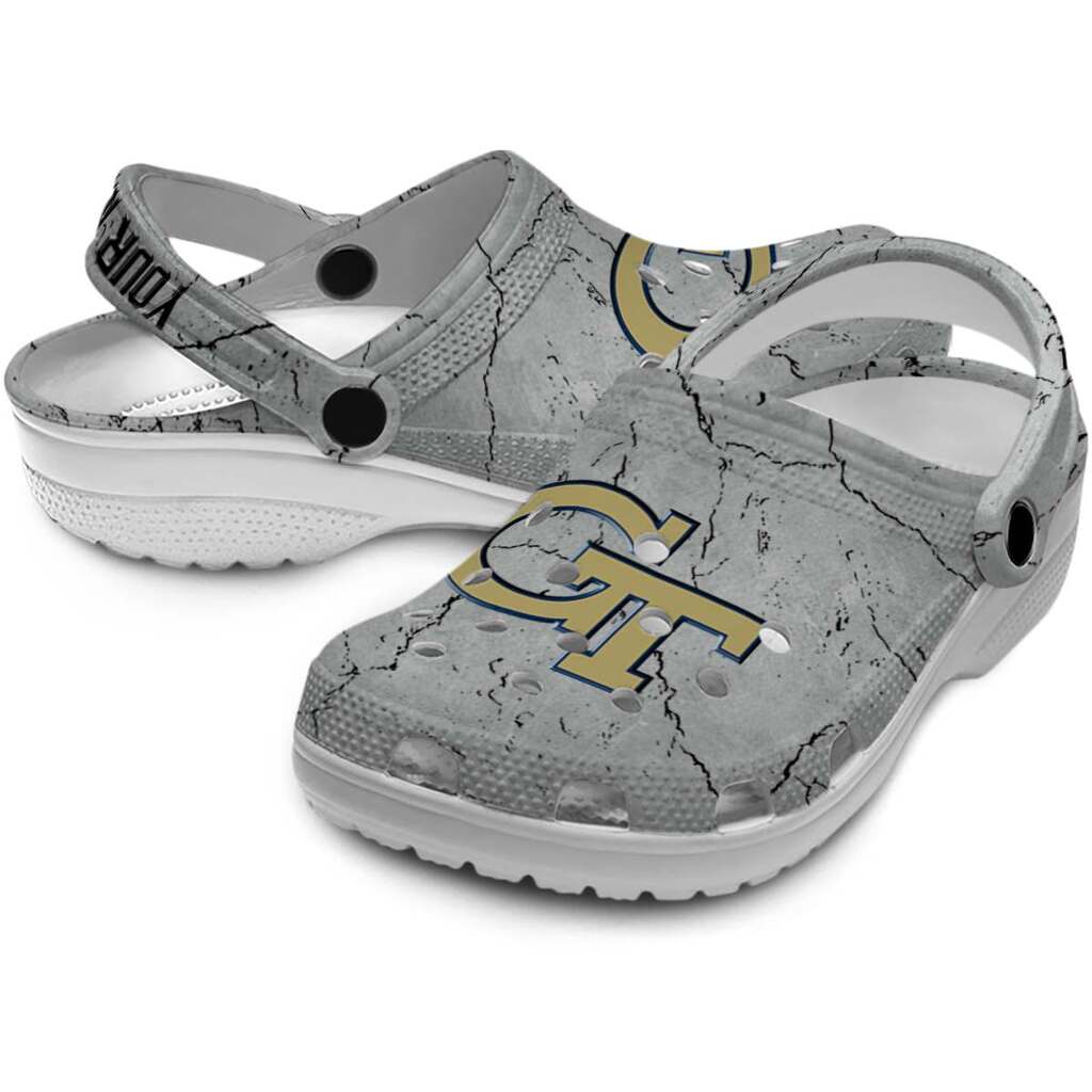 Customized Georgia Tech Yellow Jackets Cracked Texture ClogTVC1801780 - Image 3