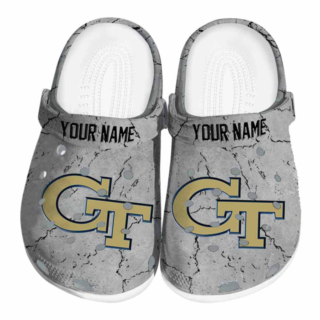 Customized Georgia Tech Yellow Jackets Cracked Texture ClogTVC1801780