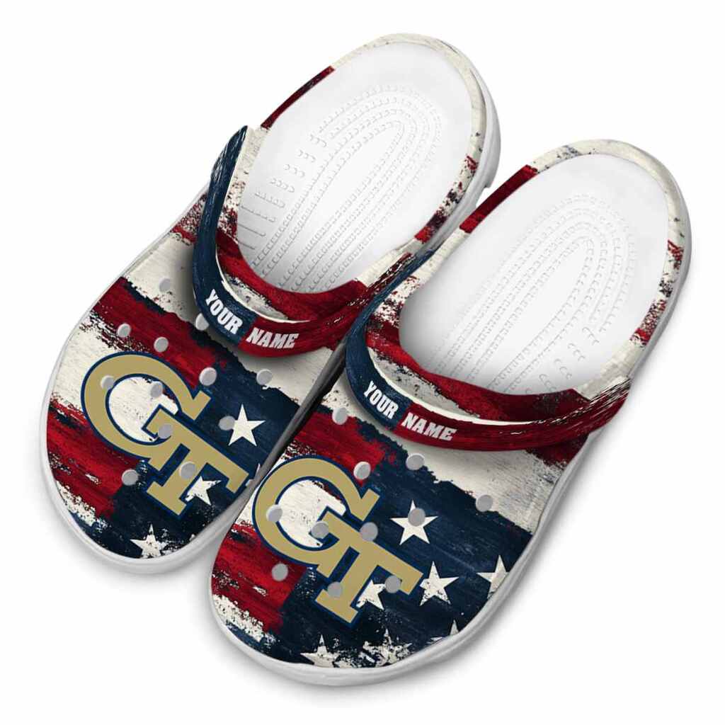 Customized Georgia Tech Yellow Jackets Patriotic Stripes ClogTVC1801694 - Image 4