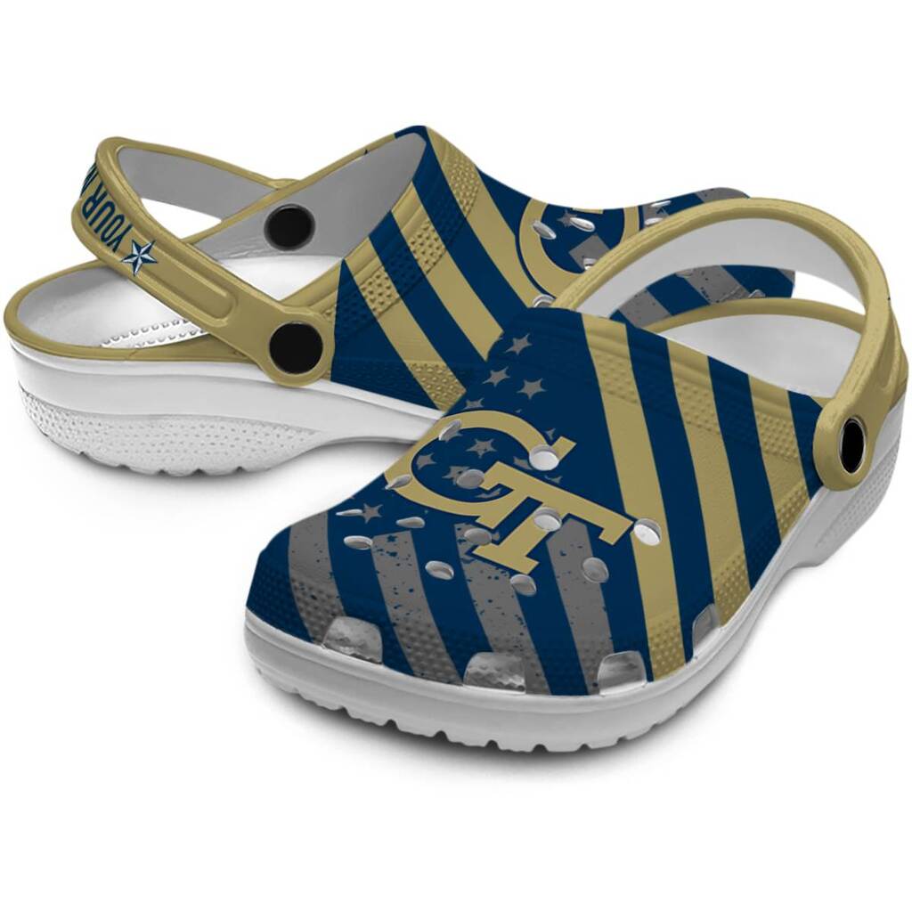 Customized Georgia Tech Yellow Jackets Star-Spangled Graphic ClogTVC1801816 - Image 3