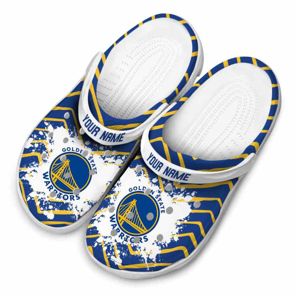 Customized Golden State Warriors Zigzag Paint Burst ClogTVC1801917 - Image 4