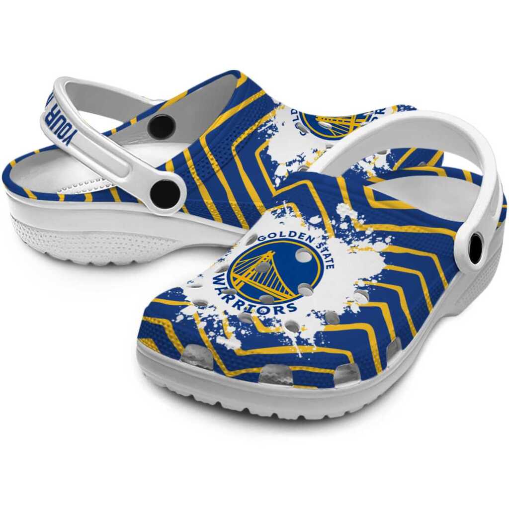 Customized Golden State Warriors Zigzag Paint Burst ClogTVC1801917 - Image 3