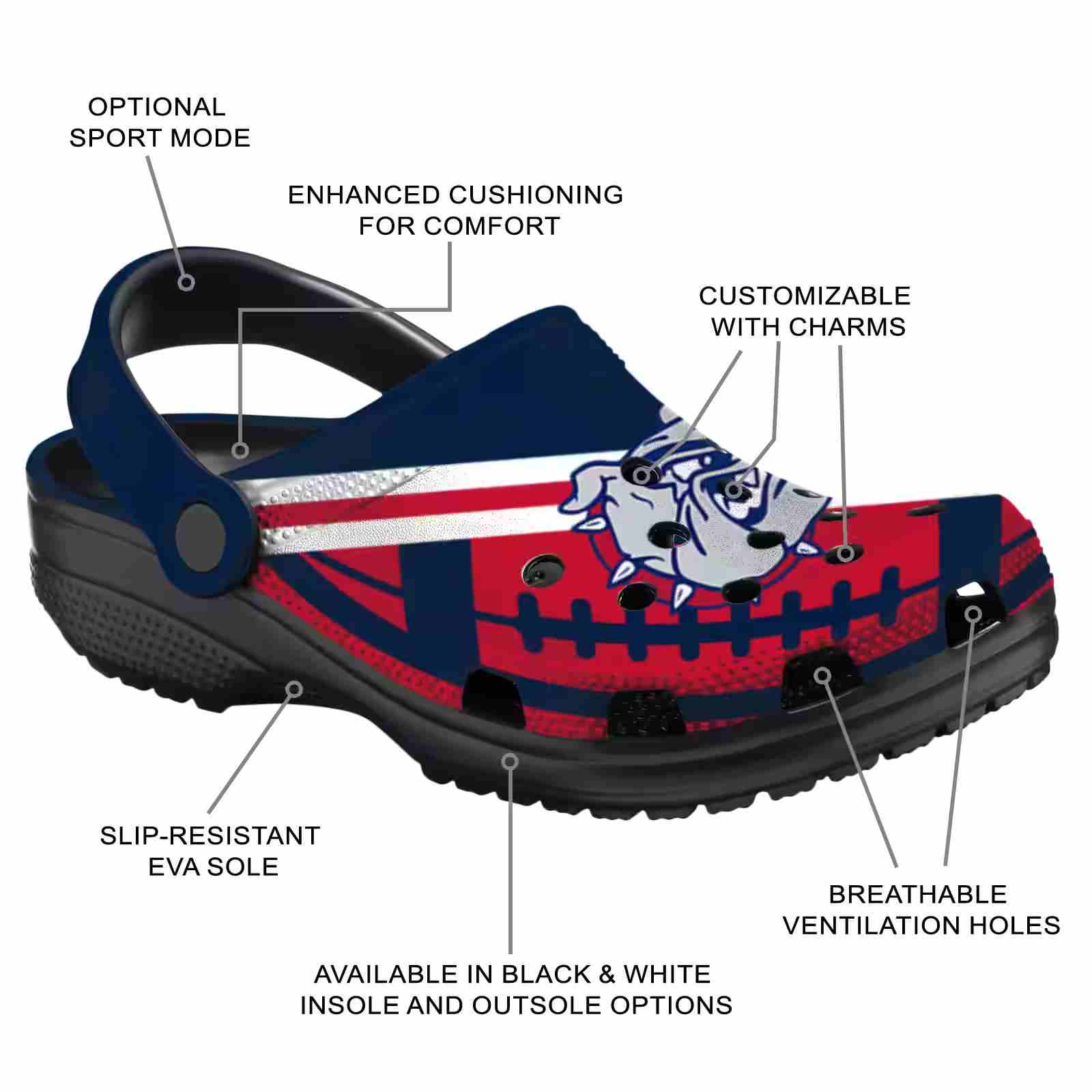 Customized Gonzaga Bulldogs Football Motif ClogTVC1801788 - Image 5