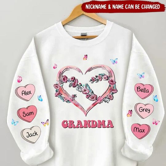 Customized Grandma Mom Heart Infinite Love For Kids Mothers Day Birthday Valentine Gift Sweater 3d - Image 2