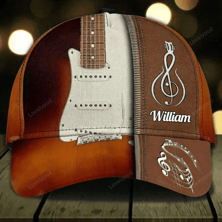 Customized Guitar Cap for Him, 3D Baseball Cap All Over Printed Gift for Guitar Lovers, Boyfriend Guitar Hat Gift for Birthday Trucker Hats Custom Hats Gifts For Men & Women