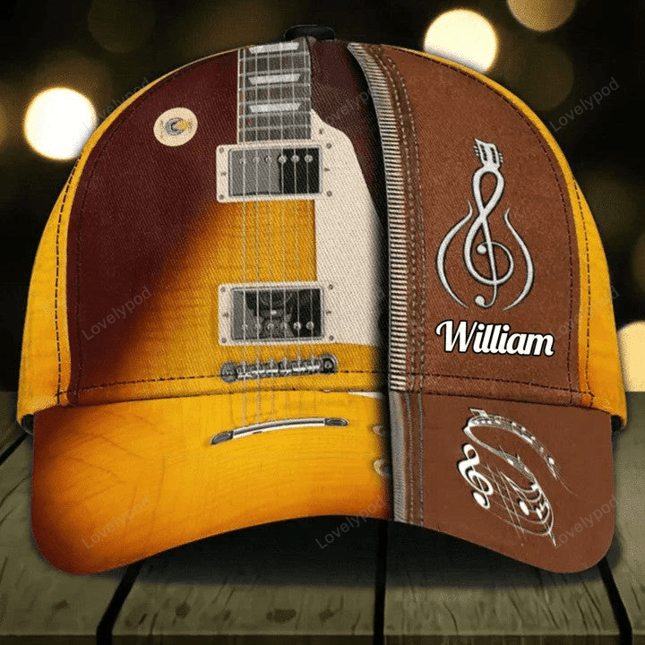 Customized Guitar Cap for Him, 3D Baseball Cap All Over Printed Gift for Guitar Lovers, Boyfriend Guitar Hat Gift for Birthday Trucker Hats Custom Hats Gifts For Men & Women