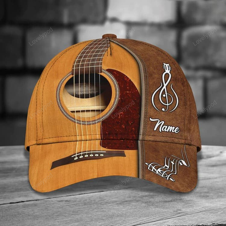 Customized Guitar Cap for Him, 3D Classic Cap All Over Printed Gift for Guitar Lovers Trucker Hats Custom Hats Gifts For Men & Women