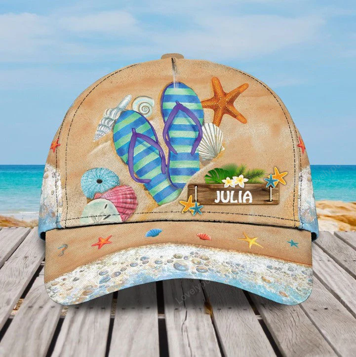 Customized Hello Summer Love Beach 3D baseball Cap for Girlfriend, Beach Hat for Her Trucker Hats Custom Hats Gifts For Men & Women
