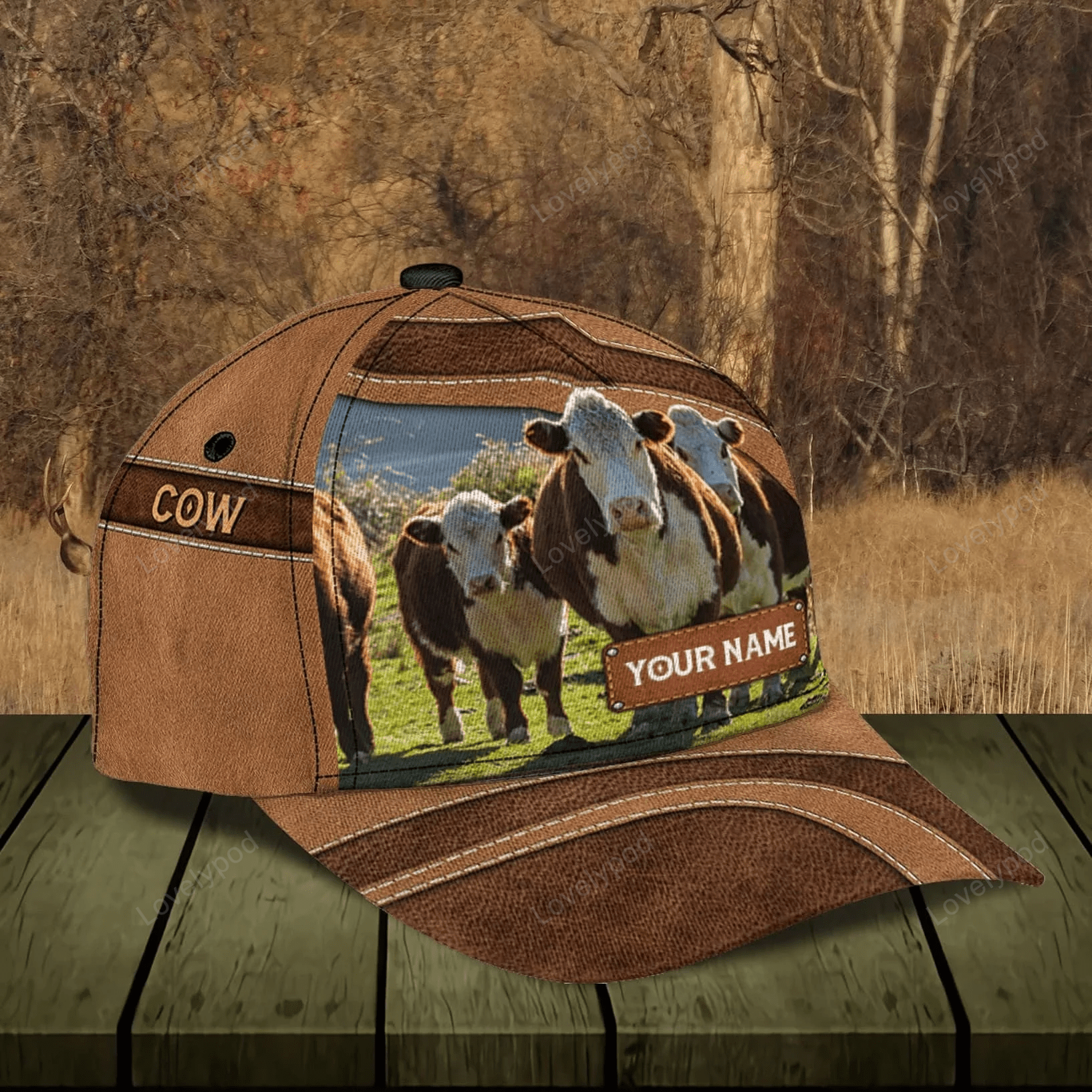 Customized Hereford Cow Farm Cap for Farmer, Special Cow Hat for Dad 3D Cap for Husband Trucker Hats Custom Hats Gifts For Men & Women