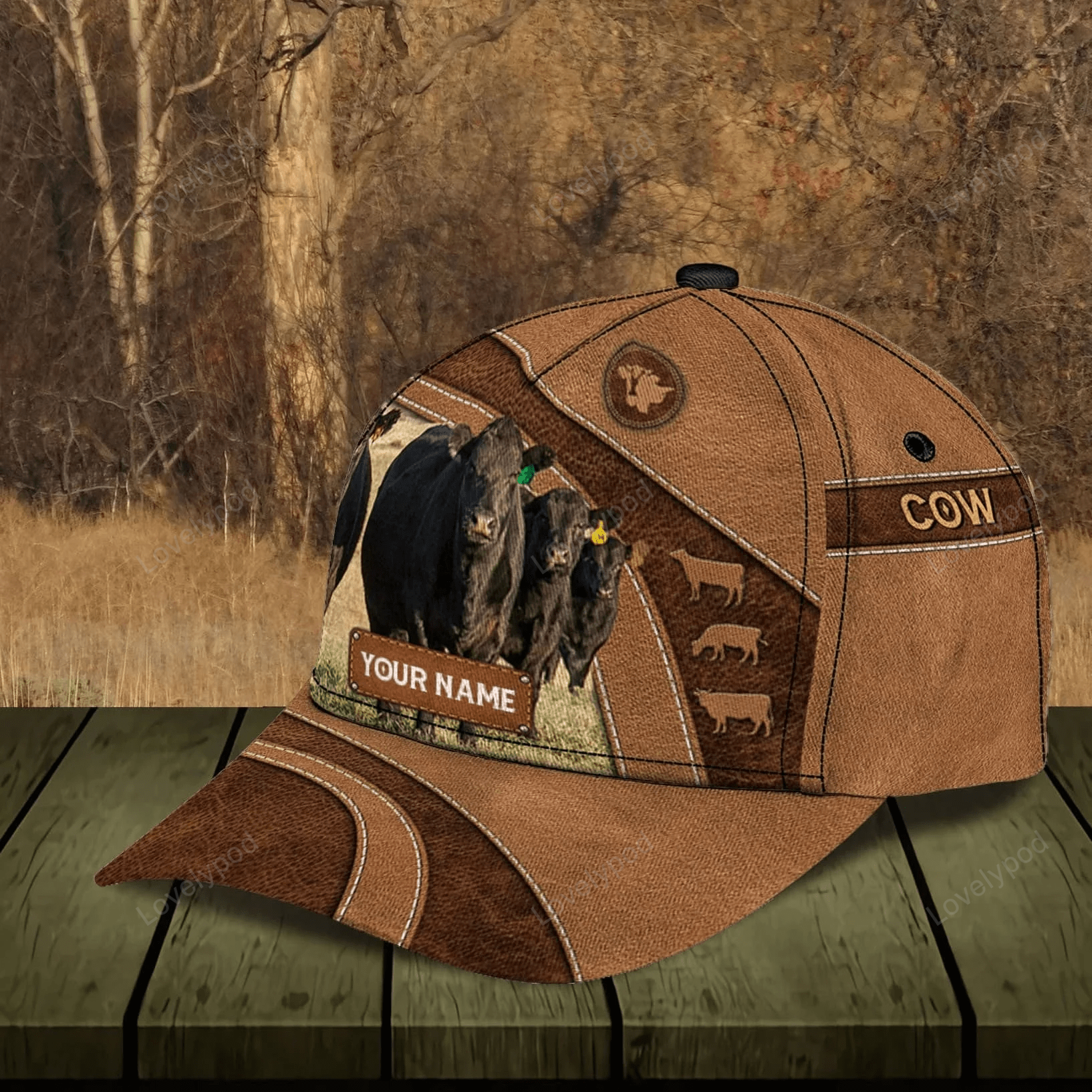 Customized Hereford Cow Farm Cap for Farmer, Special Cow Hat for Dad 3D Cap for Husband Trucker Hats Custom Hats Gifts For Men & Women