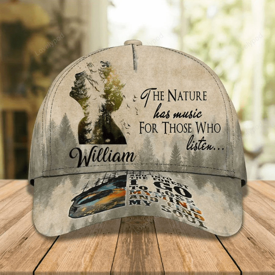 Customized Hiking Man 3D Classic Cap, Hiking Hat for Boyfriend - The Nature has music for Who listen Cap Trucker Hats Custom Hats Gifts For Men & Women