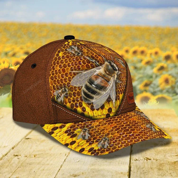 Customized Honey Bee 3D Classic Cap for Farmer, Bee Hat for Dad Trucker Hats Custom Hats Gifts For Men & Women
