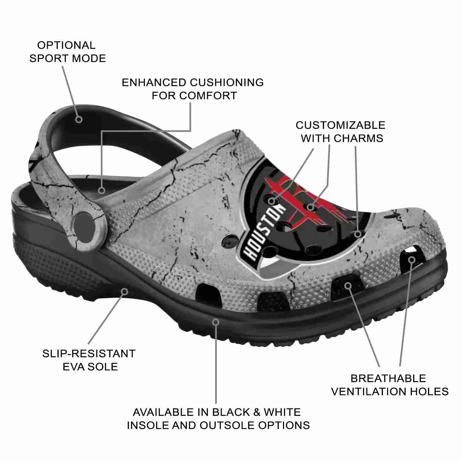 Customized Houston Rockets Cracked Texture ClogTVC1801684 - Image 5