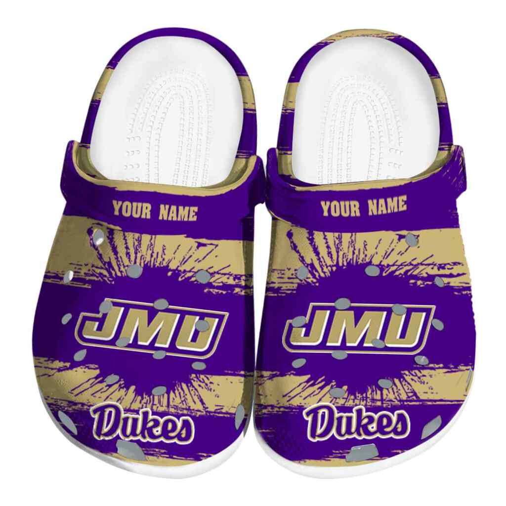 Customized James Madison Dukes Paint Splatter Graphics ClogTVC1801722